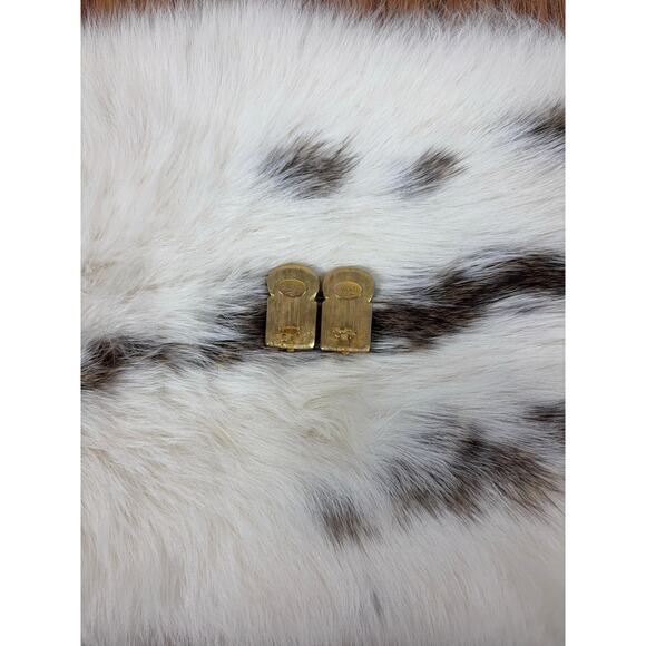 B48 Carolee Clip On Earrings Vintage Gold Tone Faux Lapis Cabochon Statement - Picture 7 of 7